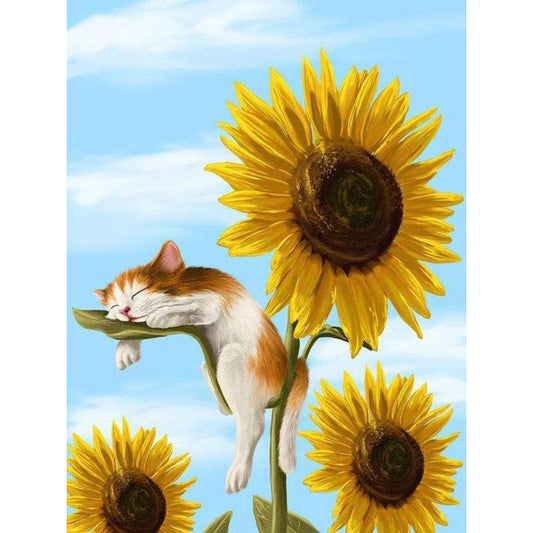 Sunflower Cat - 11CT Stamped Cross Stitch 36*46CM