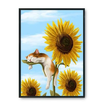 Sunflower Cat - 11CT Stamped Cross Stitch 36*46CM