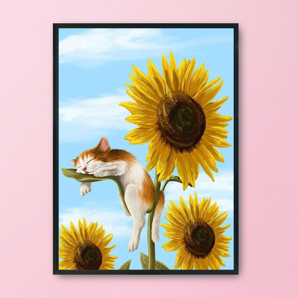 Sunflower Cat - 11CT Stamped Cross Stitch 36*46CM