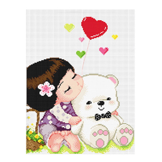 Girl Animals - 11CT Stamped Cross Stitch 45*37CM