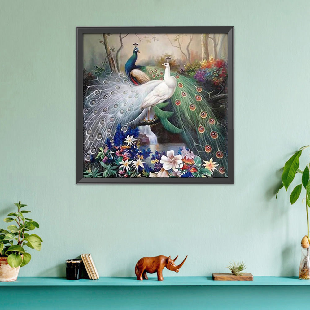 Peafowl - 11CT Stamped Cross Stitch 46*46CM