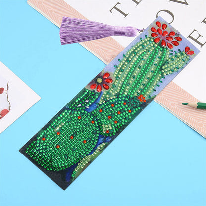 DIY Special Shape Rhinestone Diamond Painting Leather Bookmark Tassel Craft