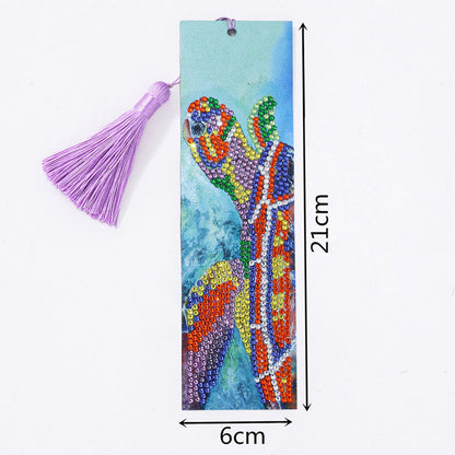 DIY Special Shape Rhinestone Diamond Painting Leather Bookmark Tassel Craft