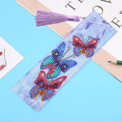 DIY Special Shaped Diamond Painting Leather Bookmark Tassel Handicraft Art