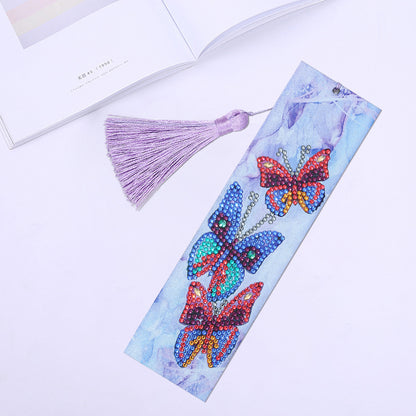 DIY Special Shaped Diamond Painting Leather Bookmark Tassel Handicraft Art