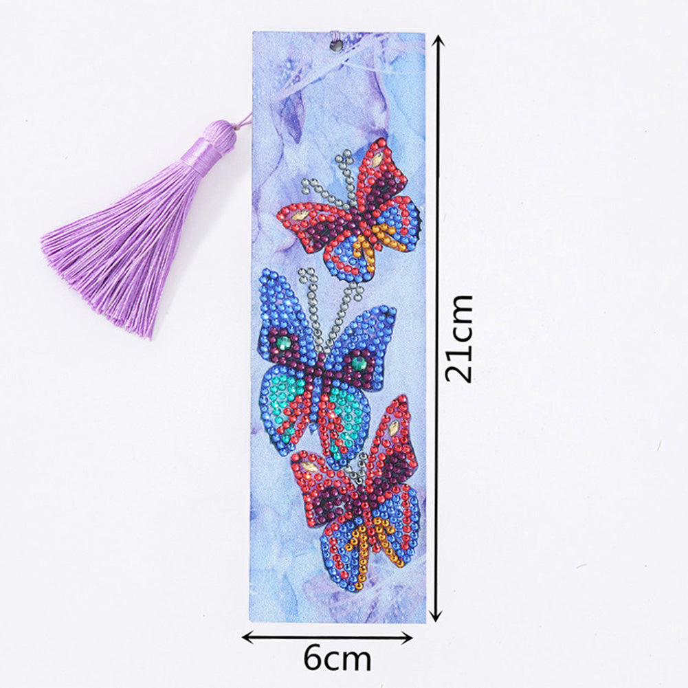 DIY Special Shaped Diamond Painting Leather Bookmark Tassel Handicraft Art