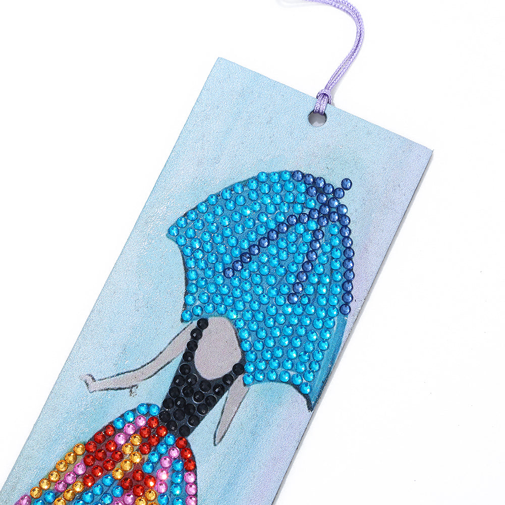 DIY Special Shaped Diamond Painting Leather Bookmark Tassel Handicraft Art