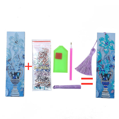 DIY Special Shaped Diamond Painting Leather Bookmark Tassel Handicraft Art