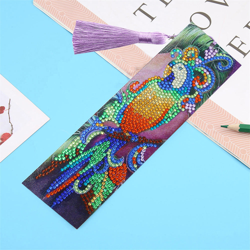 DIY Rhinestone Diamond Painting Leather Bookmarks Animal Leather Handicraft