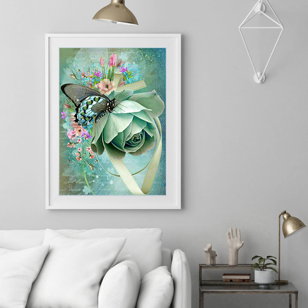 Butterfly Rose - Full Round Drill Diamond Painting 30*40CM