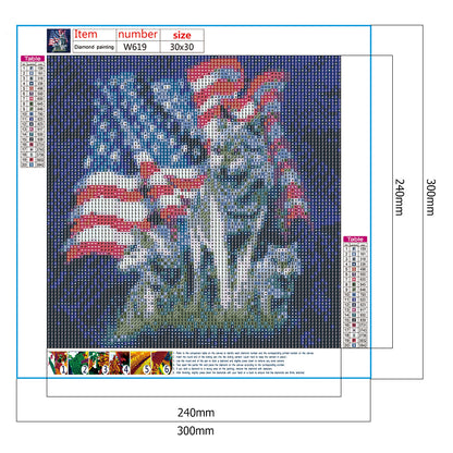 Flag Wolf - Full Round Drill Diamond Painting 30*30CM