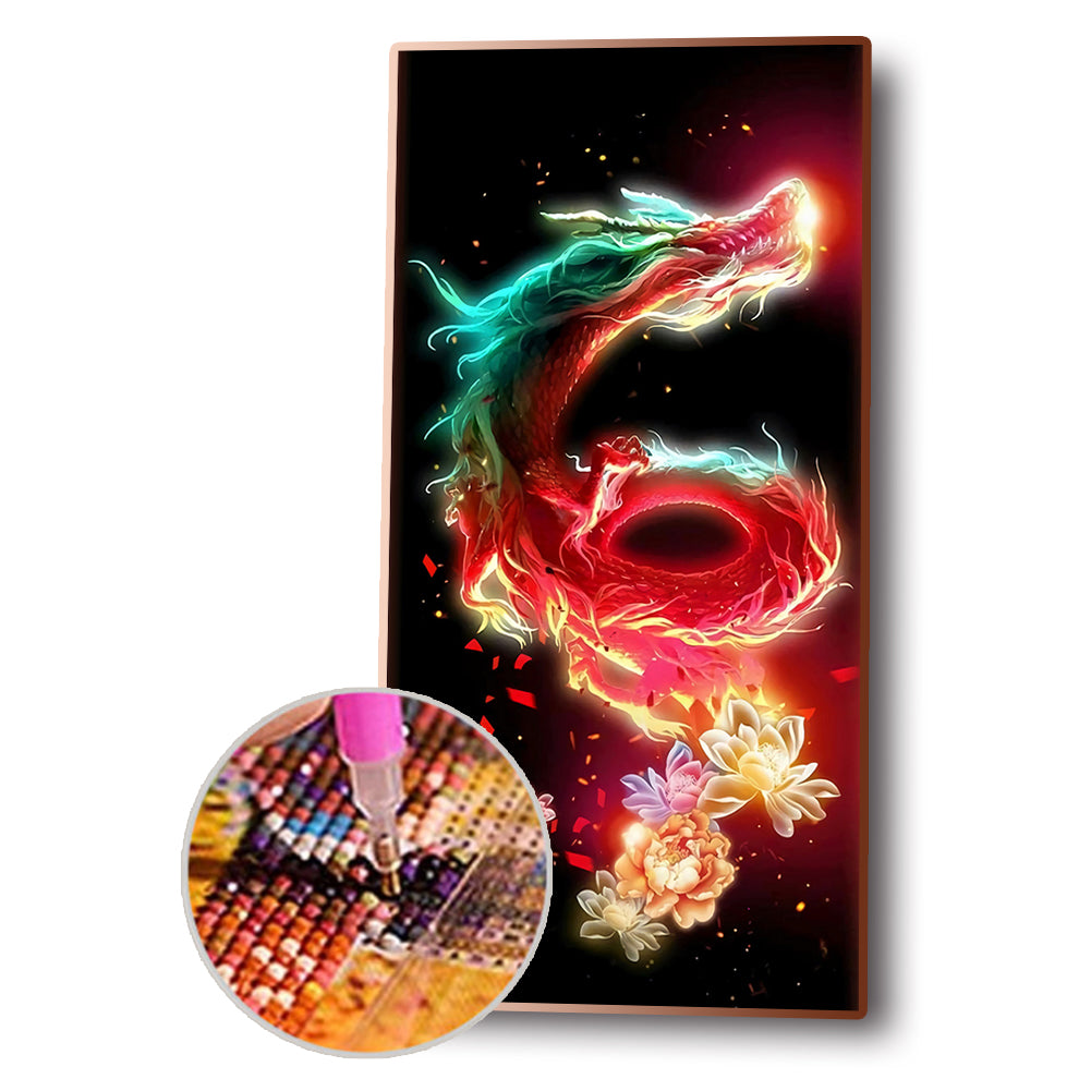 Flame Dragon - Full Round Drill Diamond Painting 40*80CM