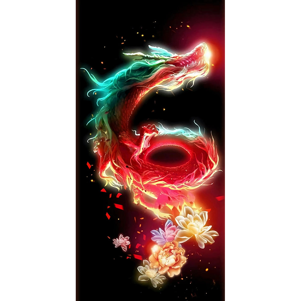 Flame Dragon - Full Round Drill Diamond Painting 40*80CM