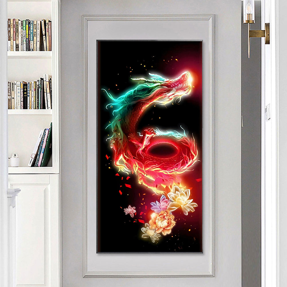 Flame Dragon - Full Round Drill Diamond Painting 40*80CM