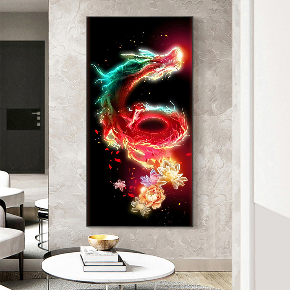 Flame Dragon - Full Round Drill Diamond Painting 40*80CM