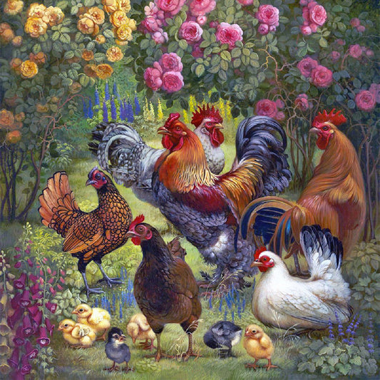 Garden Chickens - Full Round Drill Diamond Painting 40*40CM