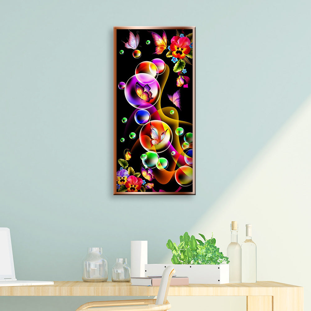 Flowers Butterfly - Full Round Drill Diamond Painting 40*80CM