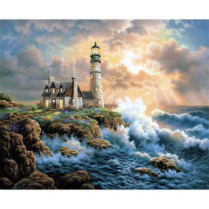 Beach Lighthouse - Full Round Drill Diamond Painting 60*50CM