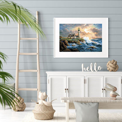 Beach Lighthouse - Full Round Drill Diamond Painting 60*50CM