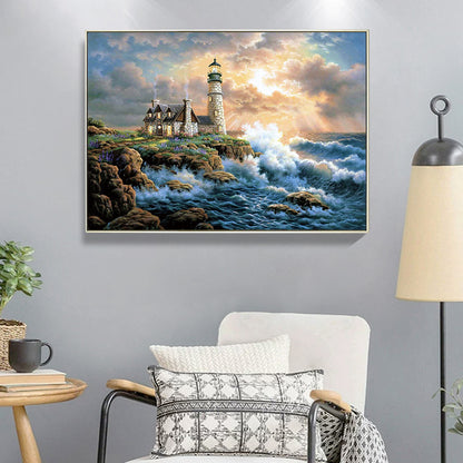 Beach Lighthouse - Full Round Drill Diamond Painting 60*50CM