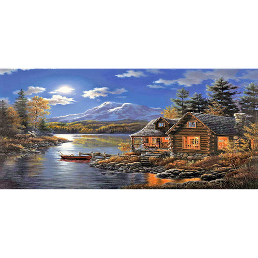 Riverside Lodge - Full Round Drill Diamond Painting 80*40CM