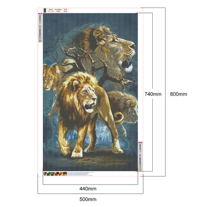 Lion - Full Round Drill Diamond Painting 50*80CM