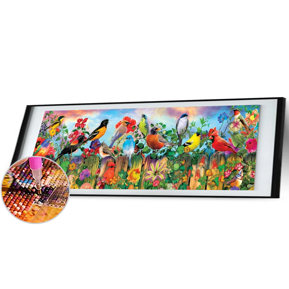 Fence Birds - Full Round Drill Diamond Painting 90*30CM