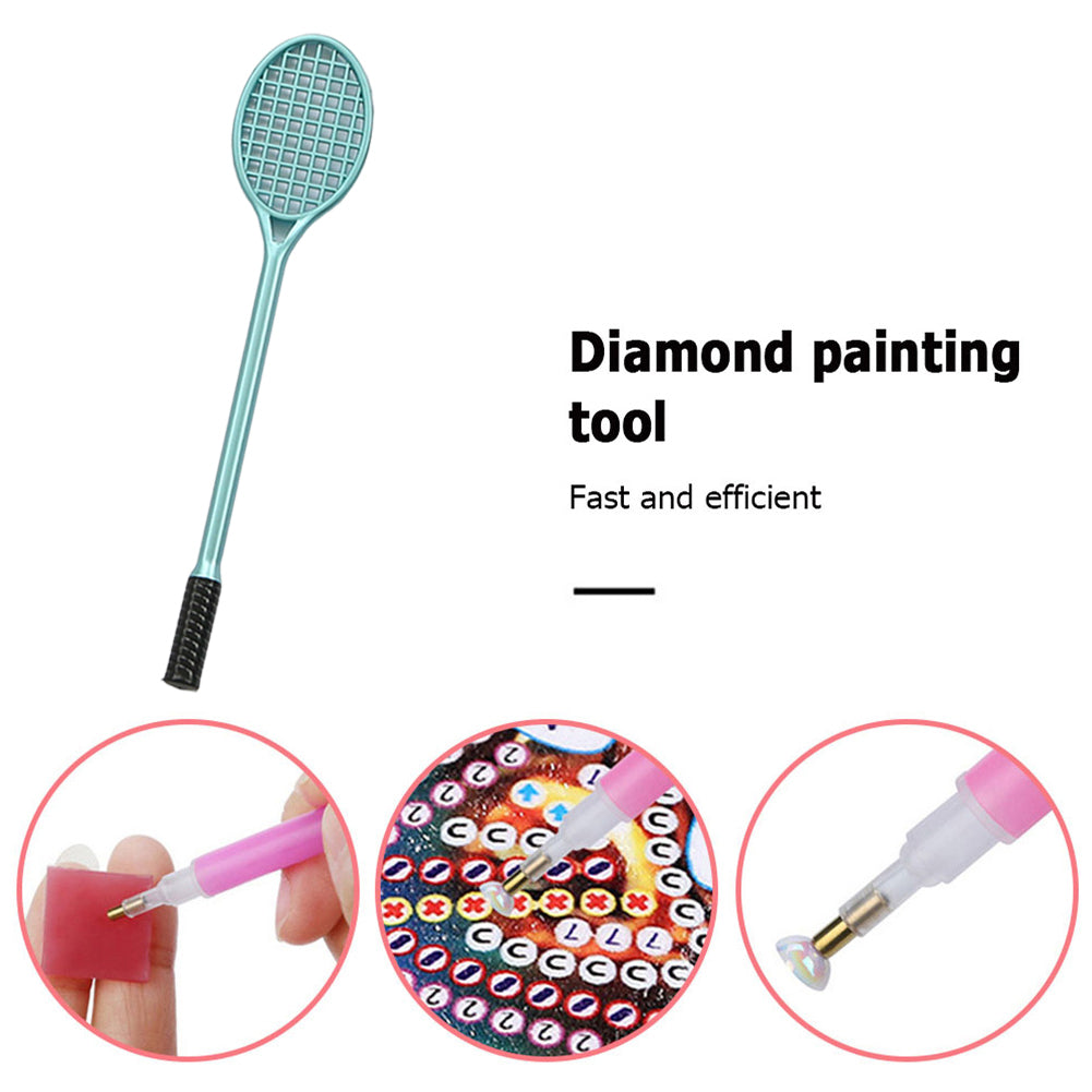 Racket Shape Diamond Painting Point Drill Pen DIY Crafts Embroidery Tools