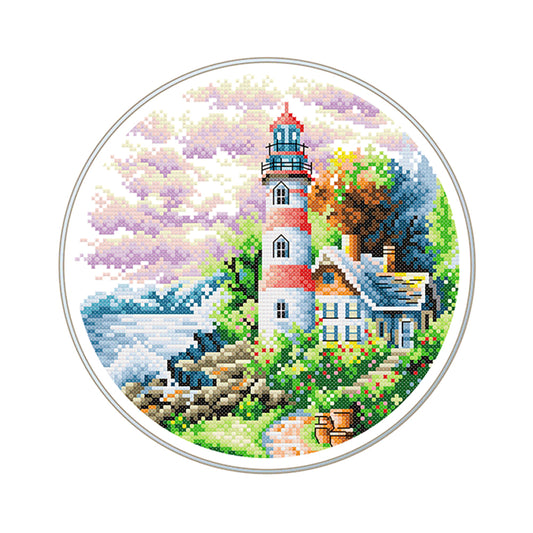 Lighthouse Garden - 11CT Stamped Cross Stitch 35*35CM