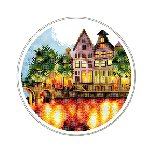 Luminous City - 11CT Stamped Cross Stitch 35*35CM