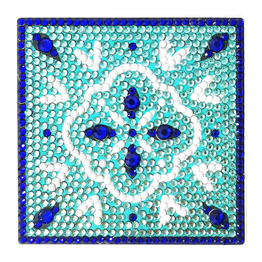 5D DIY Diamond Painting Kit Coaster Ceramics Insulation Cartoon Pad (Blue)