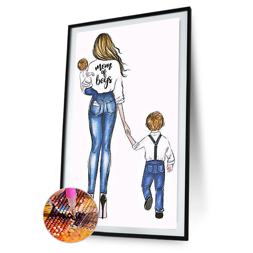 Mother Child - Full Round Drill Diamond Painting 45*85CM