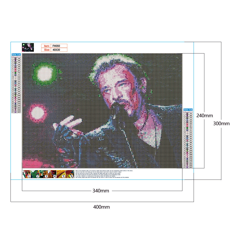 Johnny Hallyday - Full Round Drill Diamond Painting 40*30CM