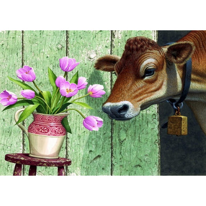 Cow Flower - Full Square Drill Diamond Painting 40*30CM