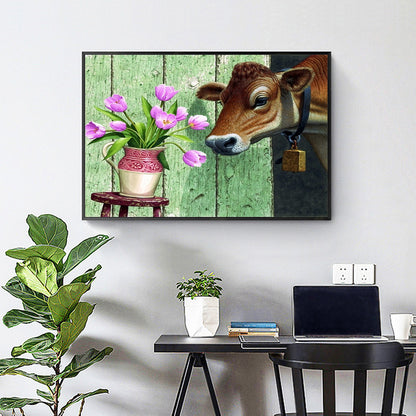 Cow Flower - Full Square Drill Diamond Painting 40*30CM