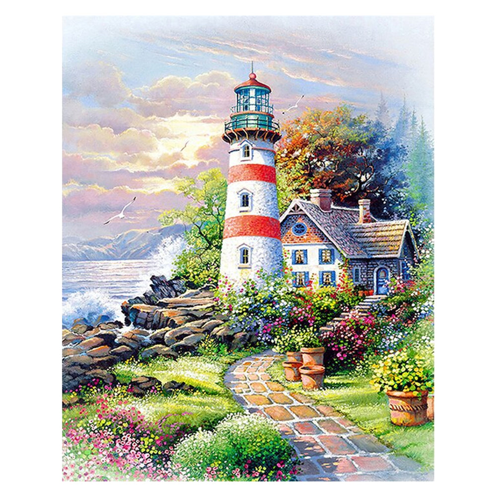 Lighthouse Scenery - 11CT Stamped Cross Stitch 30*40CM