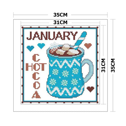 Month - 11CT Stamped Cross Stitch 35*35CM