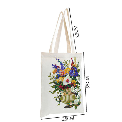 DIY Diamond Painting Handbag Reusable Shoulder Shopping Tote (BB006 Flower)