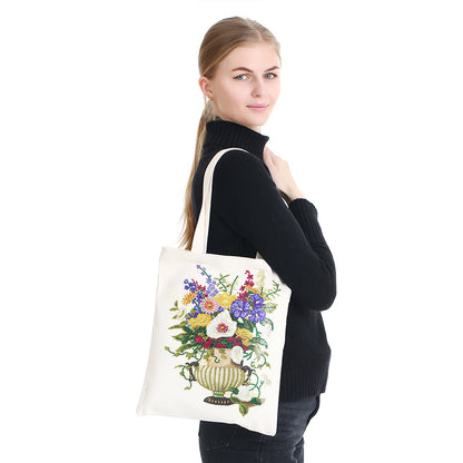 DIY Diamond Painting Handbag Reusable Shoulder Shopping Tote (BB006 Flower)