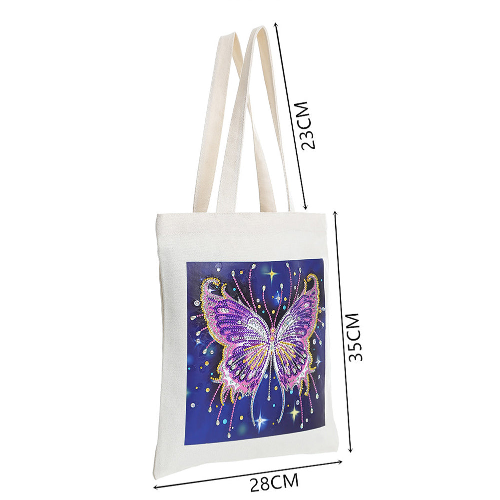 DIY Diamond Painting Handbag Shopping Storage Tote (BB001 Purple Butterfly)