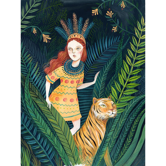 Girl Tiger - Full Round Drill Diamond Painting 30*40CM