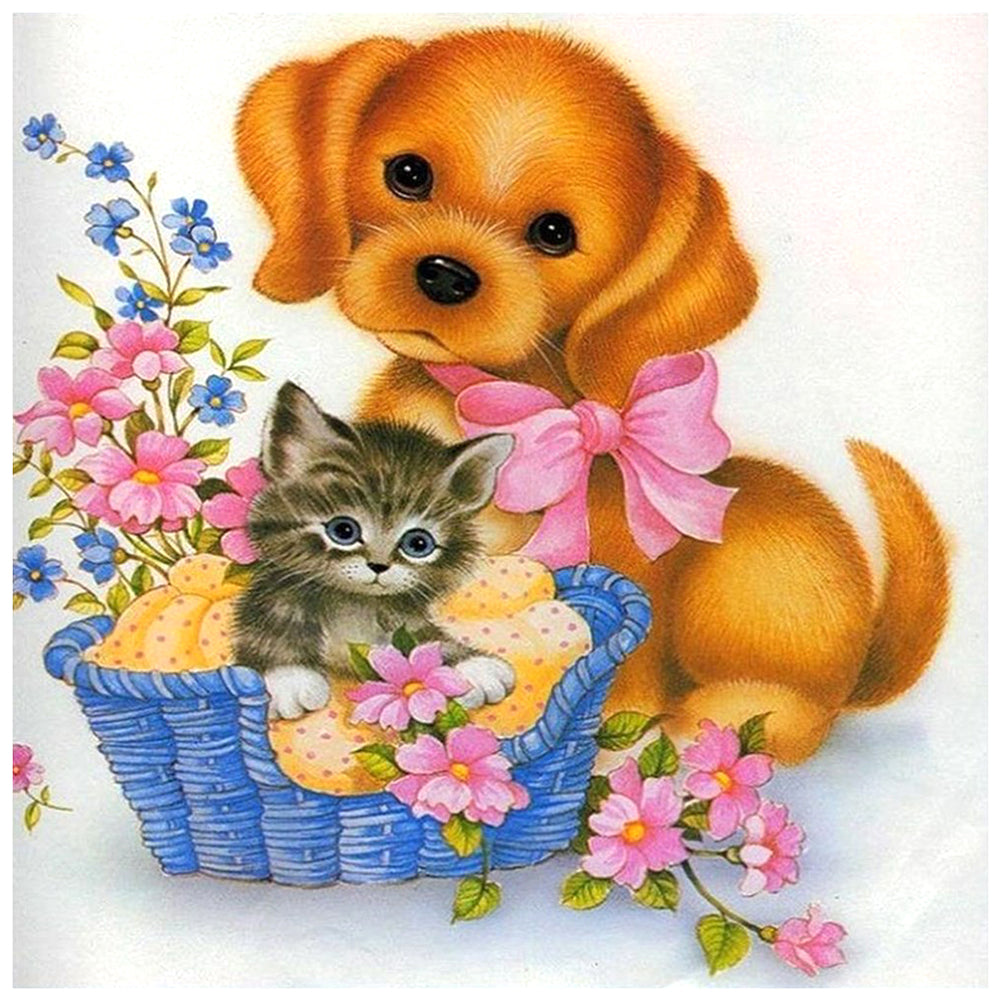 Cat Dog - Full Round Drill Diamond Painting 30*30CM