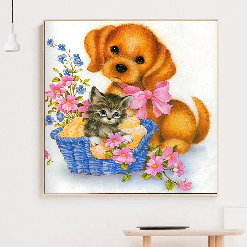 Cat Dog - Full Round Drill Diamond Painting 30*30CM