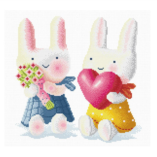 Two Rabbit - 11CT Stamped Cross Stitch 40*40CM