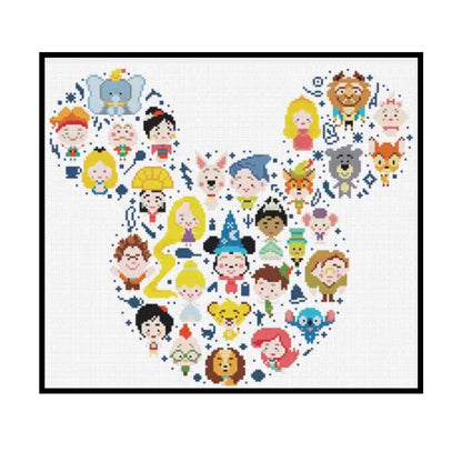 Cartoon Crowd - 11CT Stamped Cross Stitch 40*45CM