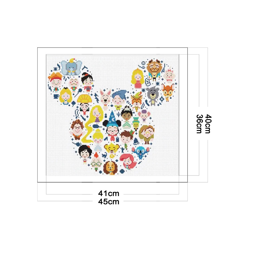 Cartoon Crowd - 11CT Stamped Cross Stitch 40*45CM