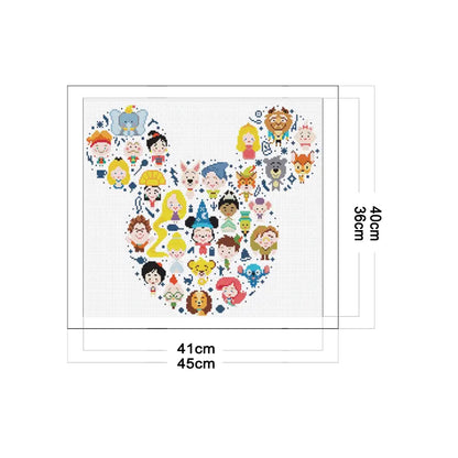 Cartoon Crowd - 11CT Stamped Cross Stitch 40*45CM