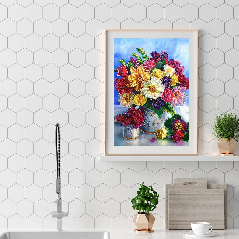 Flower - Special Shaped Drill Diamond Painting 30*40CM