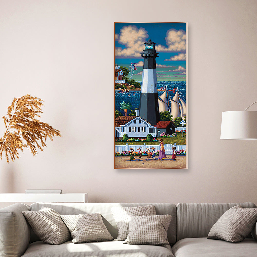 Lighthouse - Full Round Drill Diamond Painting 30*60CM