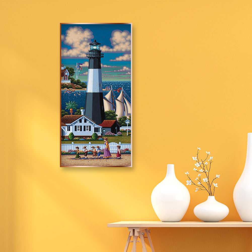 Lighthouse - Full Round Drill Diamond Painting 30*60CM